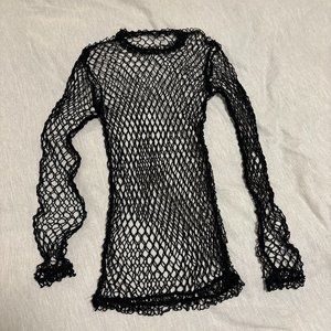 Comme des Garcons Fishnet Mesh Long Sleeve Top Medium